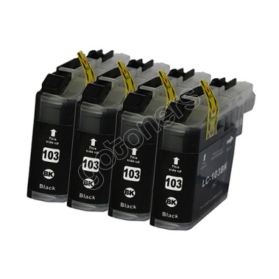 Gotoners™ Brother New Compatible LC103BK XL Black Inkjet Cartridge, High Yield, 4 Pack