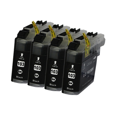 Gotoners™ Brother New Compatible LC103BK XL Black Inkjet Cartridge, High Yield, 4 Pack