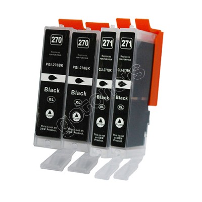 Gotoners™ Canon New Compatible PGI-270BK+CLI-271BK XL Black Inkjet Cartridge, High Yield, 4 Pack