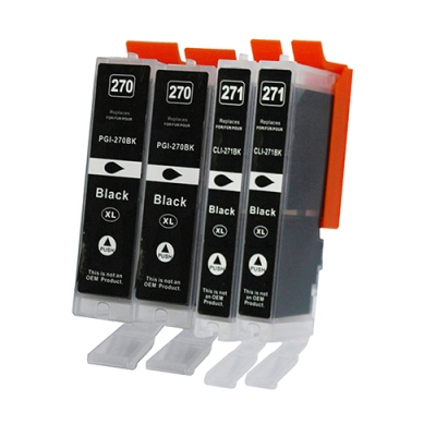 Gotoners™ Canon New Compatible PGI-270BK+CLI-271BK XL Black Inkjet Cartridge, High Yield, 4 Pack