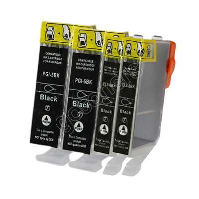 Gotoners™ Canon New Compatible PGI-5BK+CLI-8BK Black Inkjet Cartridge, Standard Yield, 4 Pack