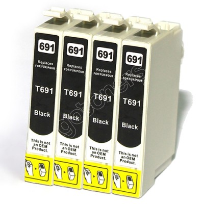 Gotoners™ Epson New Compatible T0691 Black Inkjet Cartridge, Standard Yield, 4 Pack