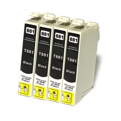 Gotoners™ Epson New Compatible T0881 Black Inkjet Cartridge, Standard Yield, 4 Pack