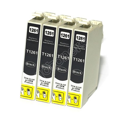 Gotoners™ Epson New Compatible T1261 Black Inkjet Cartridge, Standard Yield, 4 Pack