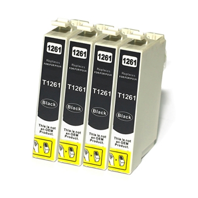 Gotoners™ Epson New Compatible T1261 Black Inkjet Cartridge, Standard Yield, 4 Pack