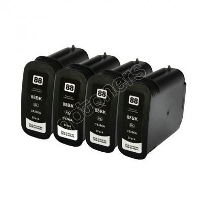 Gotoners™ HP Compatible 88XL BK (C9396AN) Black Remanufactured Inkjet Cartridge, High Yield, 4 Pack